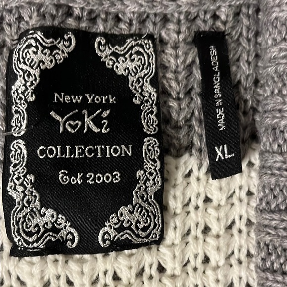 Yoki Gray and Cream Cowl Neck Sweater - Picture 2 of 7